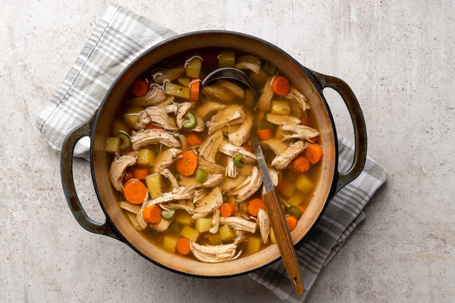 Classic Chicken Vegetable Soup in pot