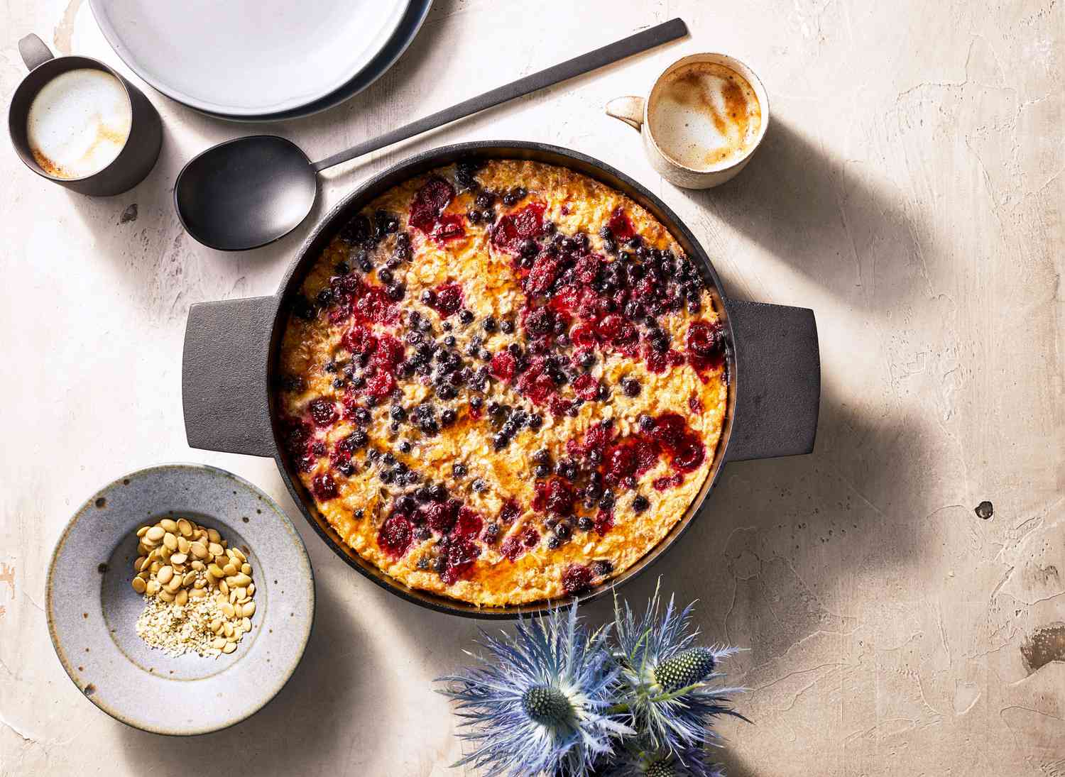 baked oatmeal for a crowd with seeds and berries