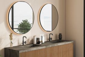 Bathroom modern with brown and black accents