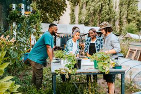 Group of people at a community garden