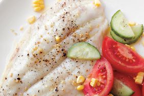 broiled fish with summer salad