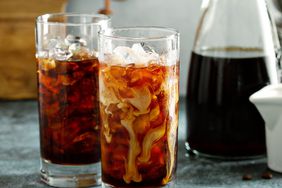 Cold brew iced coffee in tall glasses