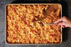 Crispy mac and cheese on a sheetpan