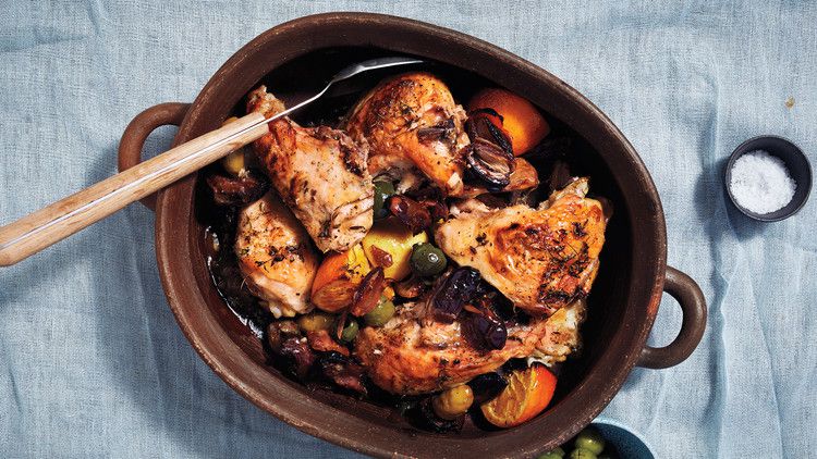 Roasted Chicken with Dates, Citrus, and Olives