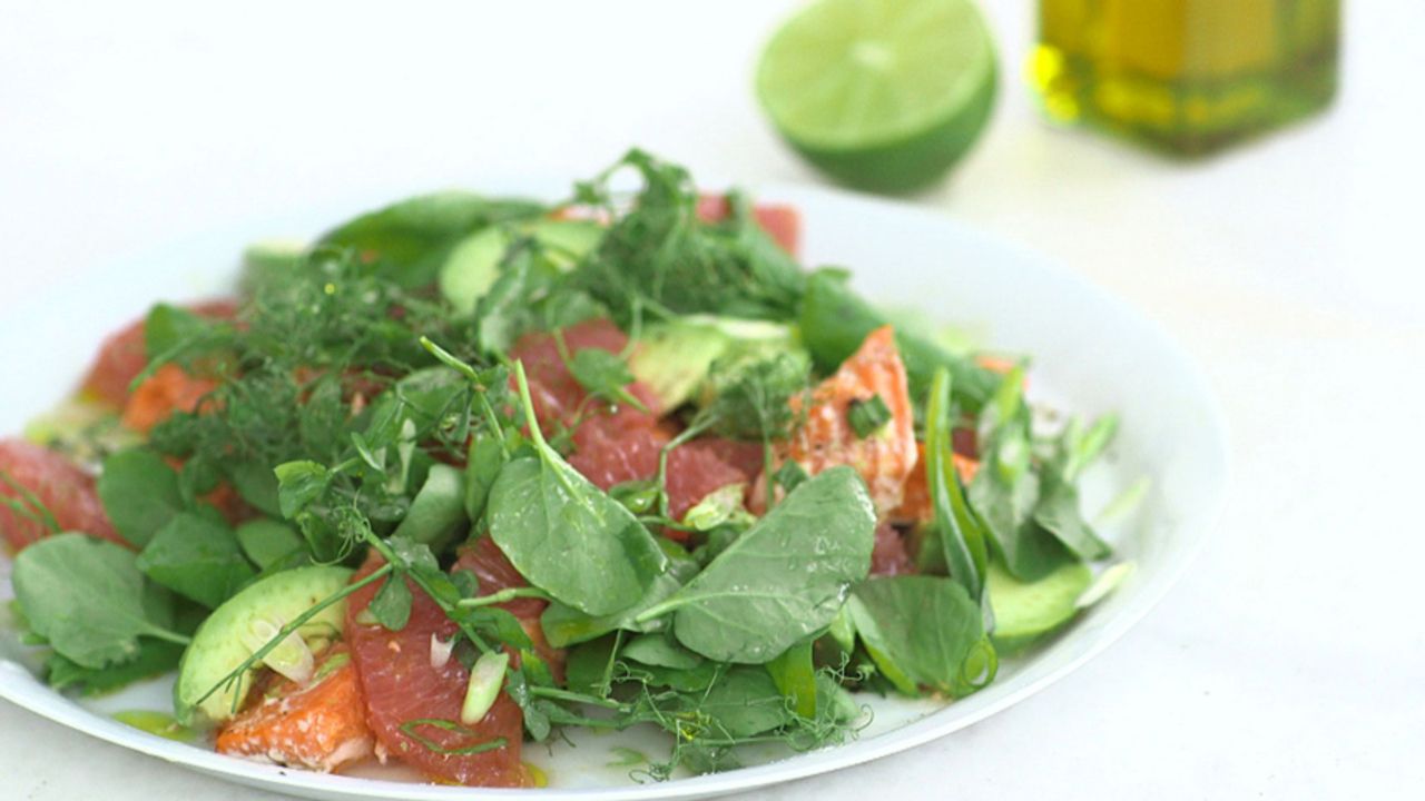 Flaked-Salmon, Grapefruit, and Avocado Salad