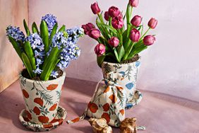 flower print linen pots and bag