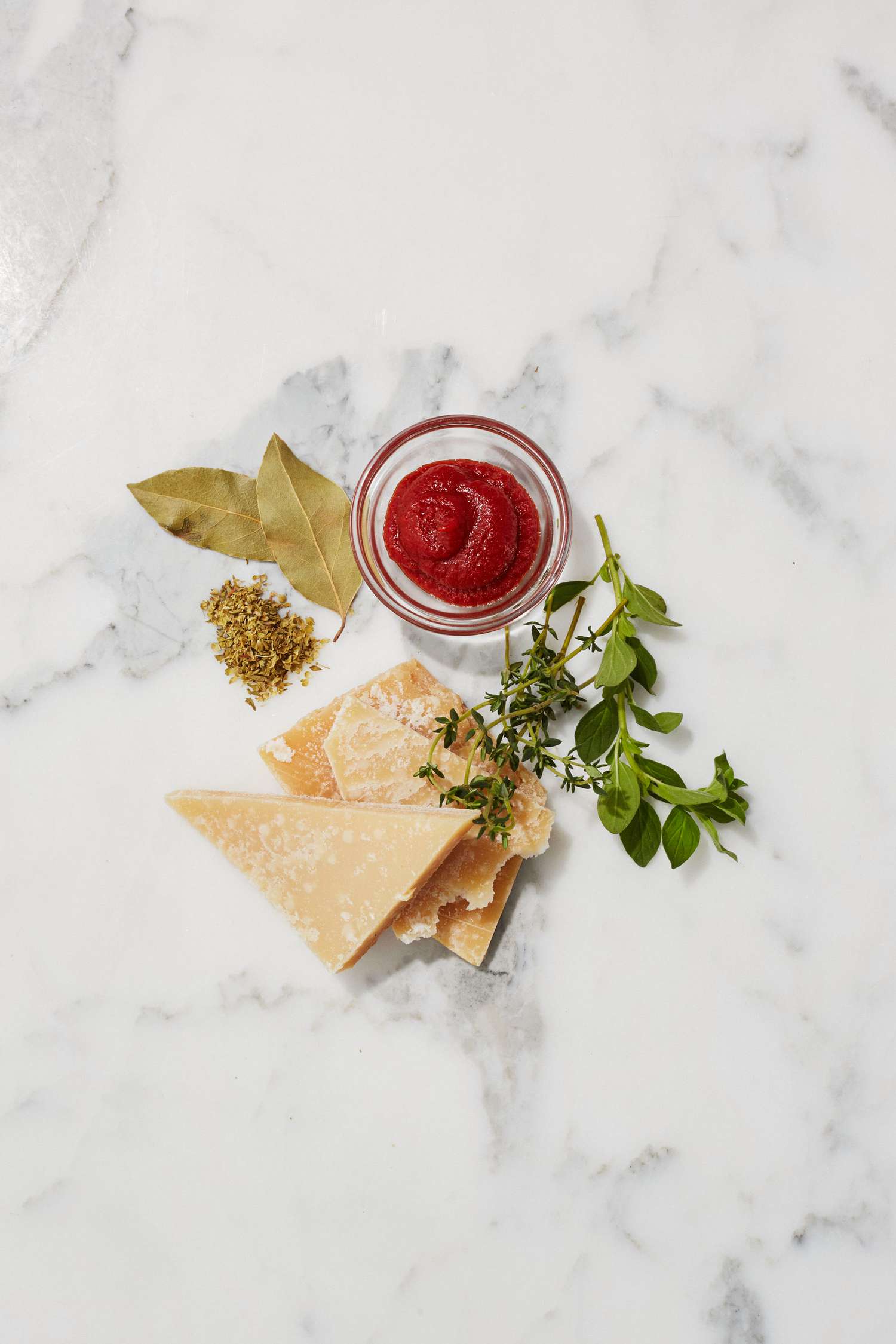 tomato paste parmesan cheese and fresh herbs for soup