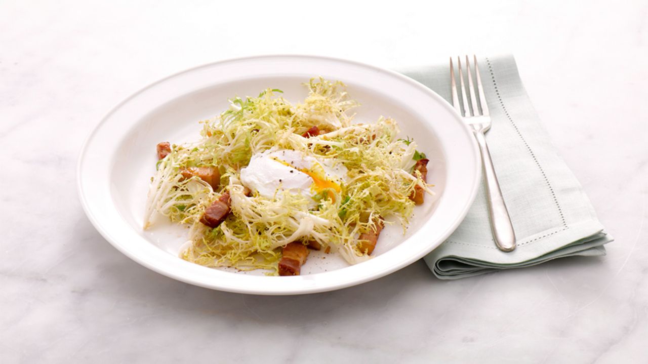 Frisee Salad with Lardons & Poached Eggs 