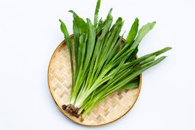 Culantro or sawtooth coriander on white background. Top view