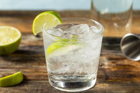 gin and tonic on a wooden counter