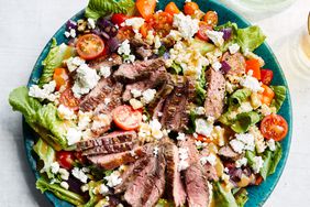 grilled skirt-steak salad topped with feta