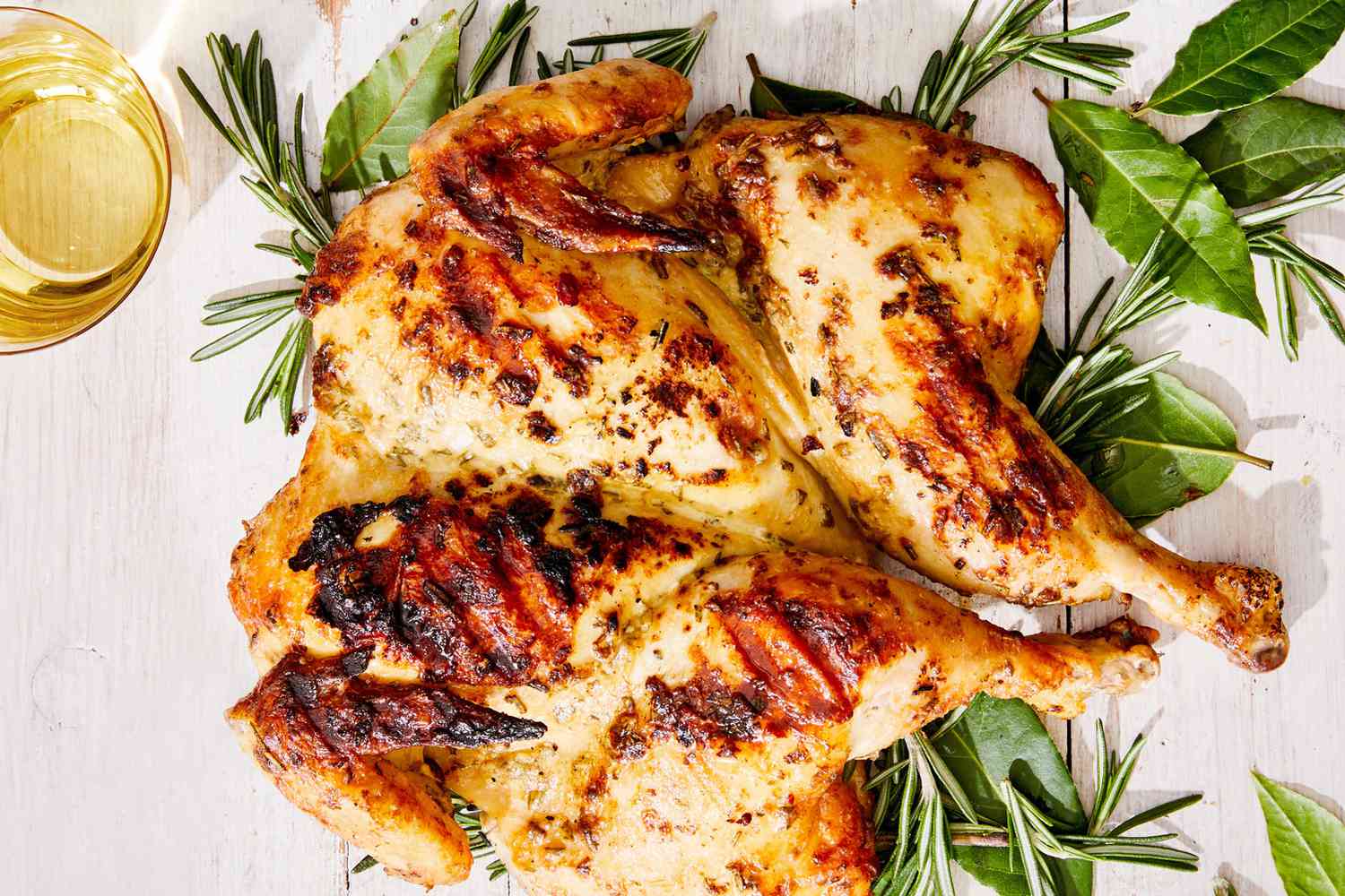 Grilled Spatchcock Chicken with Dijon and Rosemary