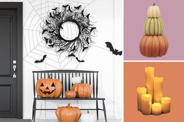 Composite of halloween decor from amazon