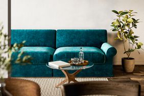 Turquoise velvet sofa