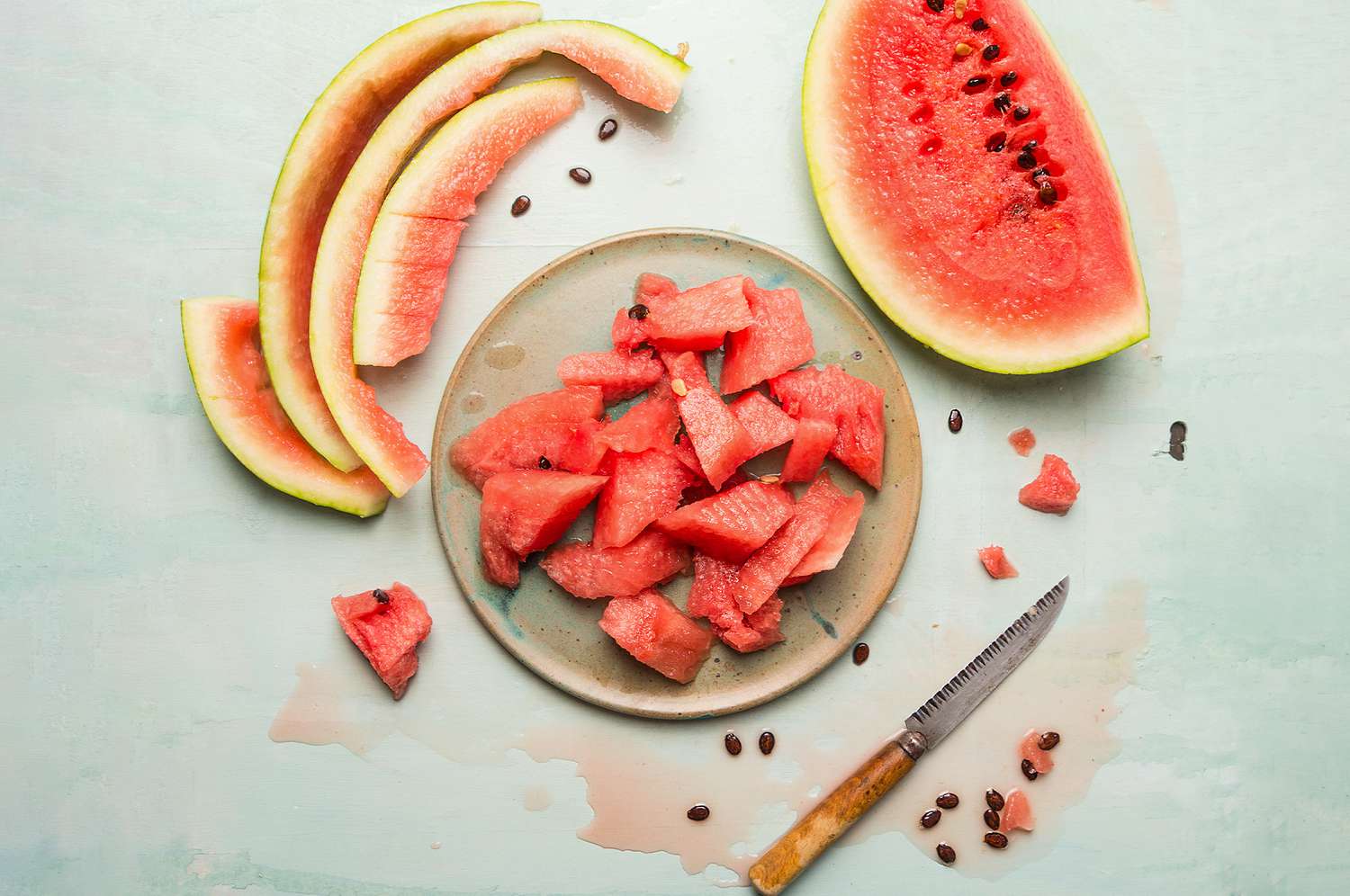 watermelon peeled cubed