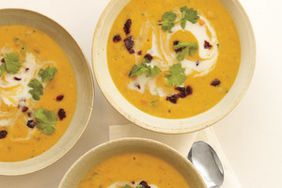 Curried Red Lentil Soup with Dried Cherries and Cilantro