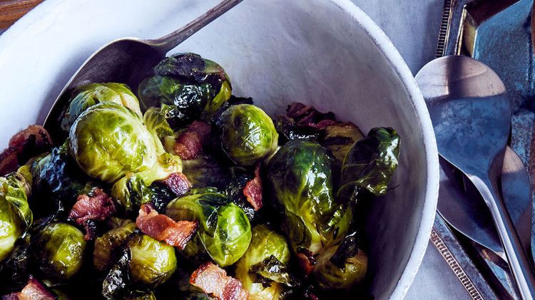 maine thanksgiving brown sugar and bacon glazed brussels sprouts