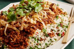 beef biryani on a platter