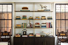 Open shelves with books