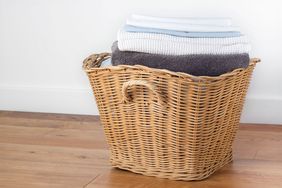 Clean towels in laundry basket