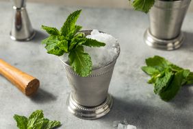 Fresh mint with julep cups and ice