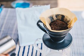 Coffee ground in pour over cup