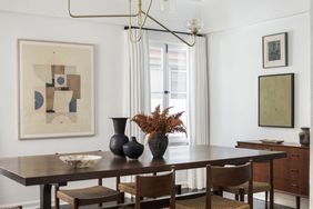 Dining room with large art