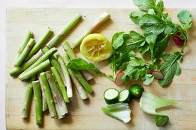 Food scraps on cutting board