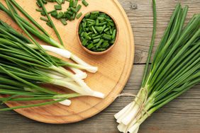 Green onions chopped and on cutting board