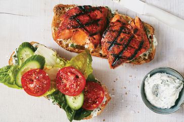 grilled salmon club sandwich