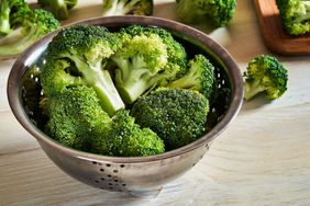 Broccoli in strainer