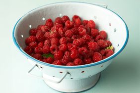 Raspberries in colander 