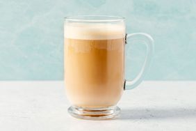 Latte in a glass mug