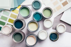 Paint cans and swatches