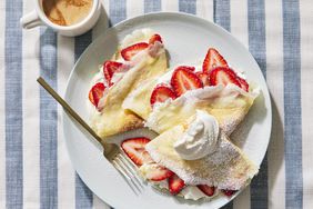 Crepes with strawberries and coffee