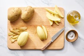 Ingredients for potato wedge french fries