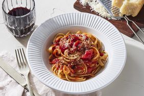 Plated pasta with arrabbiata sauce