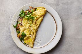 omelet with mushrooms avocado and watercress