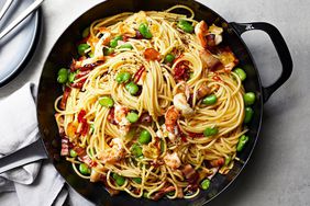 Pasta with Favas, Shrimp, and Fresh Chile