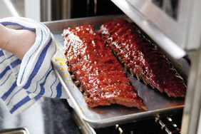 Rack of ribs under broiler