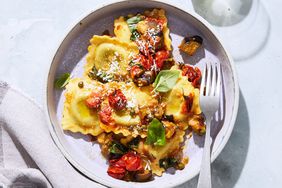 Ravioli with Roasted Eggplant, Tomatoes, and Capers