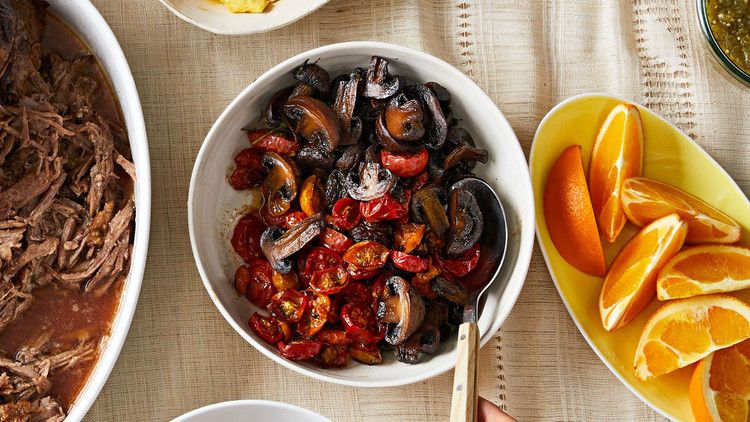 roasted tomatoes and mushrooms