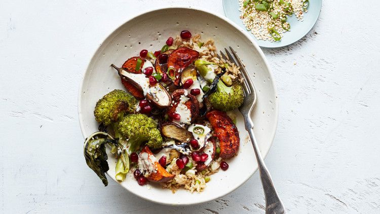 roasted-veggie and brown-rice bowls