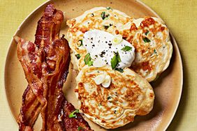 savory cheddar scallion pancakes bacon