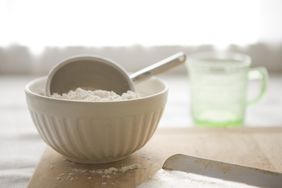 small bowl of flour on counter