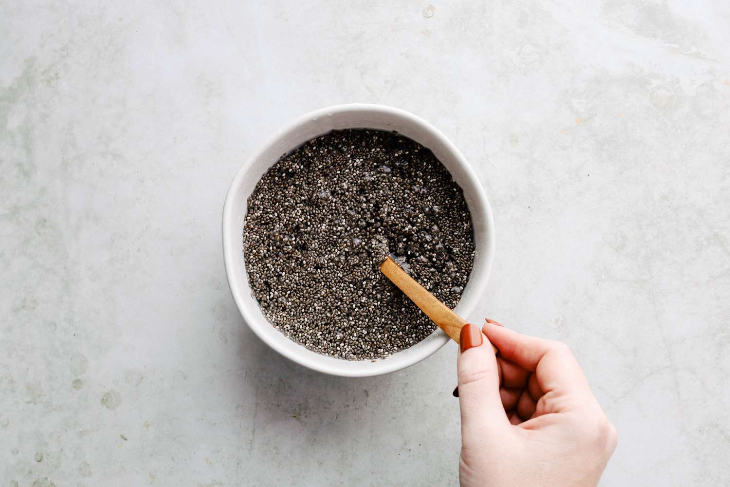 Soaked Chia Seeds - mixing