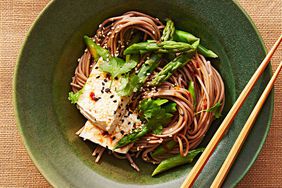 soba noodle bowl with tofu recipe plate