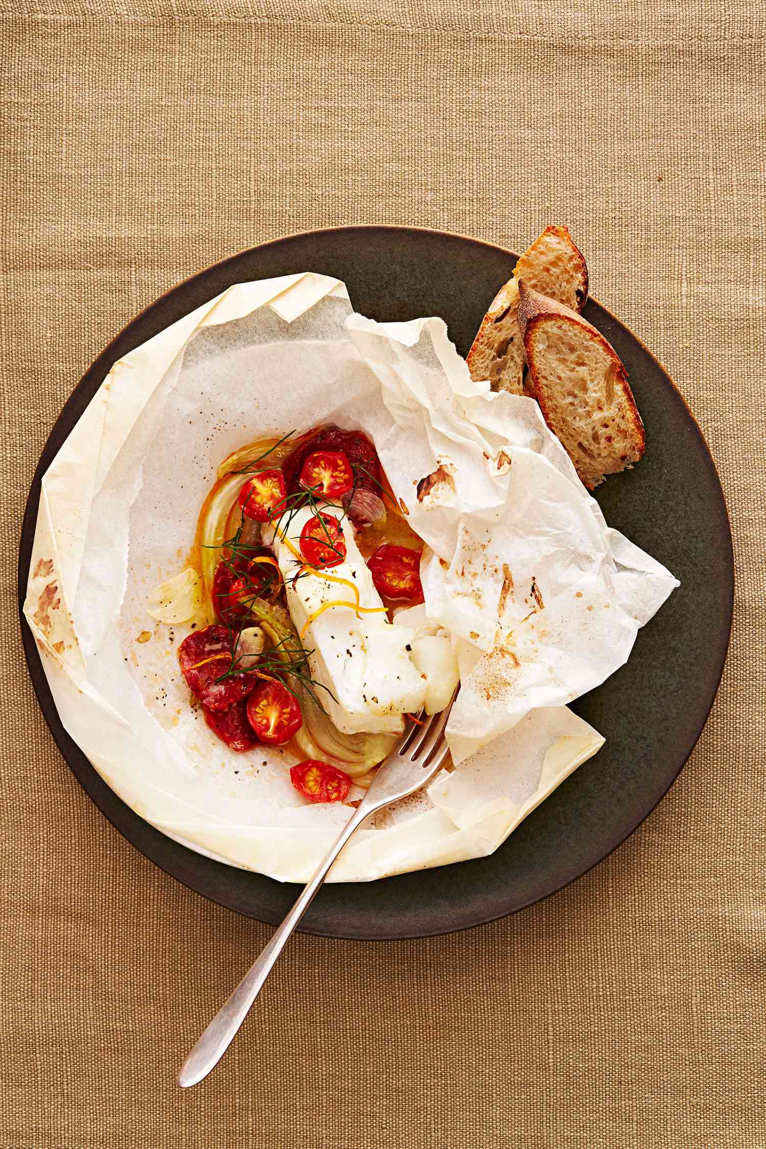 spanish cod with chorizo and fennel recipe plate