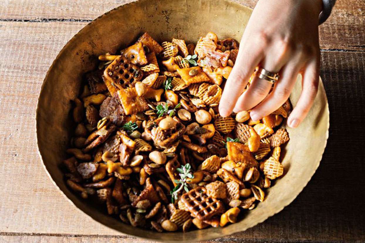 spicy sweet maple snack mix