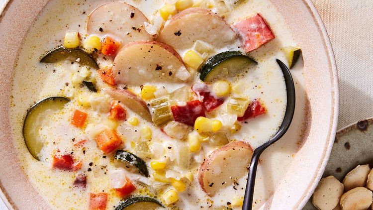 summer smoked salmon chowder